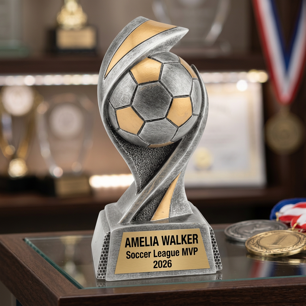 Personalized Soccer Trophy | Custom Award | Laser Engraved Name Plate | Soccer MVP Recognition | Sports Gift - View 4