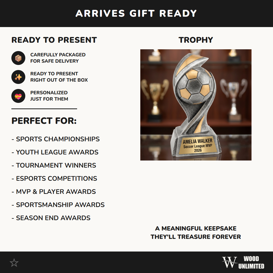 Personalized Soccer Trophy | Custom Award | Laser Engraved Name Plate | Soccer MVP Recognition | Sports Gift