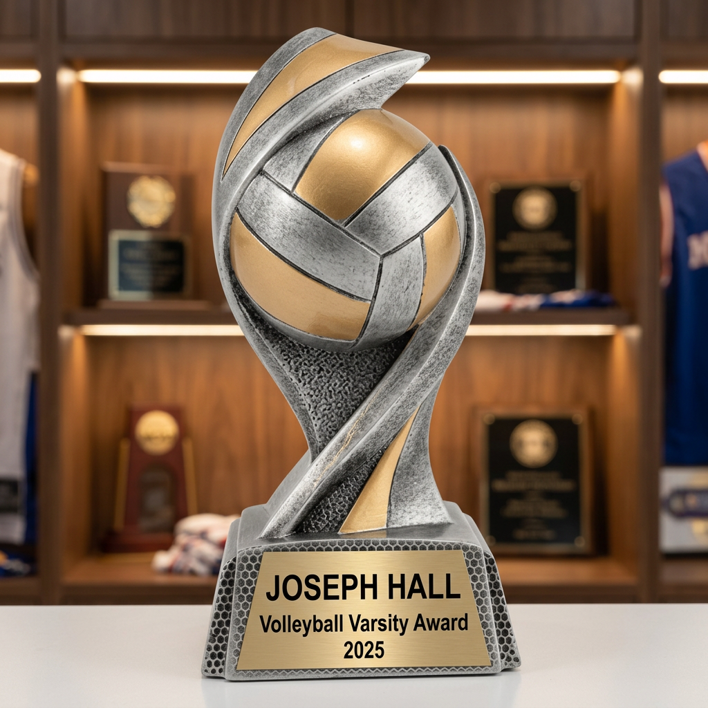 Volleyball Trophy | Personalized Award | Custom Engraved Name Plate | Team MVP Gift | End of Season Recognition - View 1