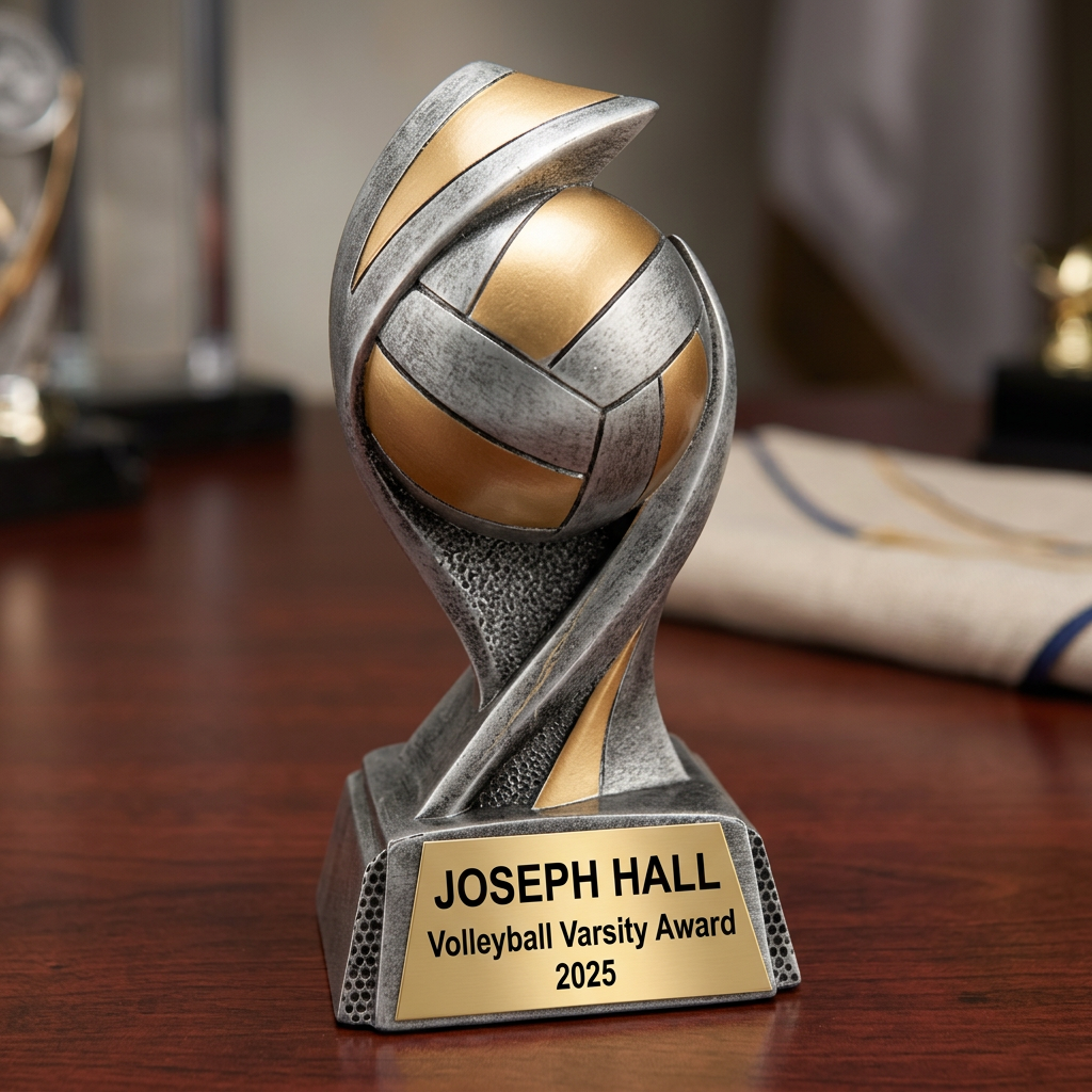 Volleyball Trophy | Personalized Award | Custom Engraved Name Plate | Team MVP Gift | End of Season Recognition - View 2