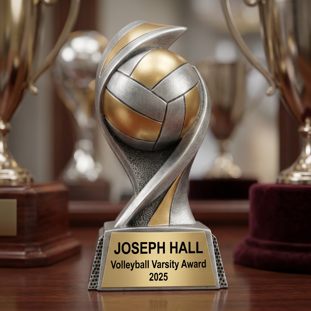 Volleyball Trophy | Personalized Award | Custom Engraved Name Plate | Team MVP Gift | End of Season Recognition - View 4