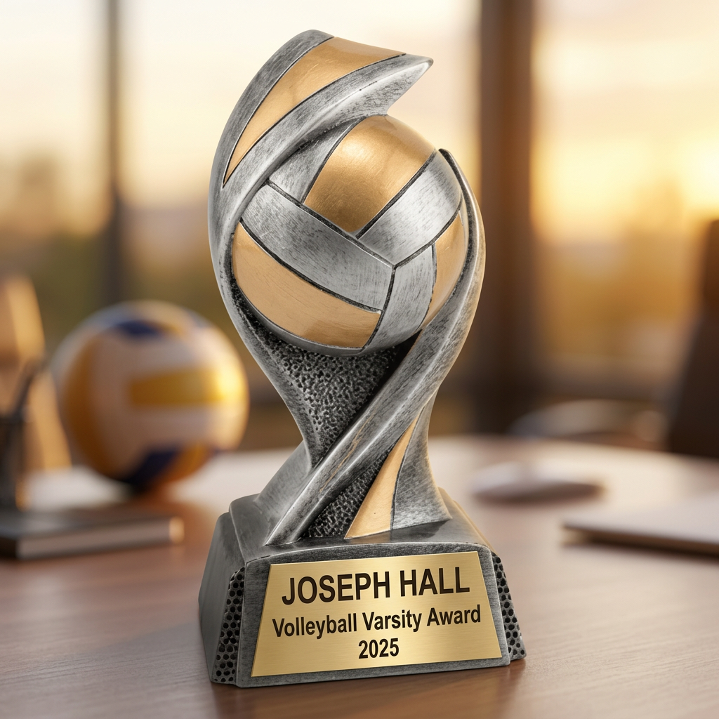Volleyball Trophy | Personalized Award | Custom Engraved Name Plate | Team MVP Gift | End of Season Recognition - View 5