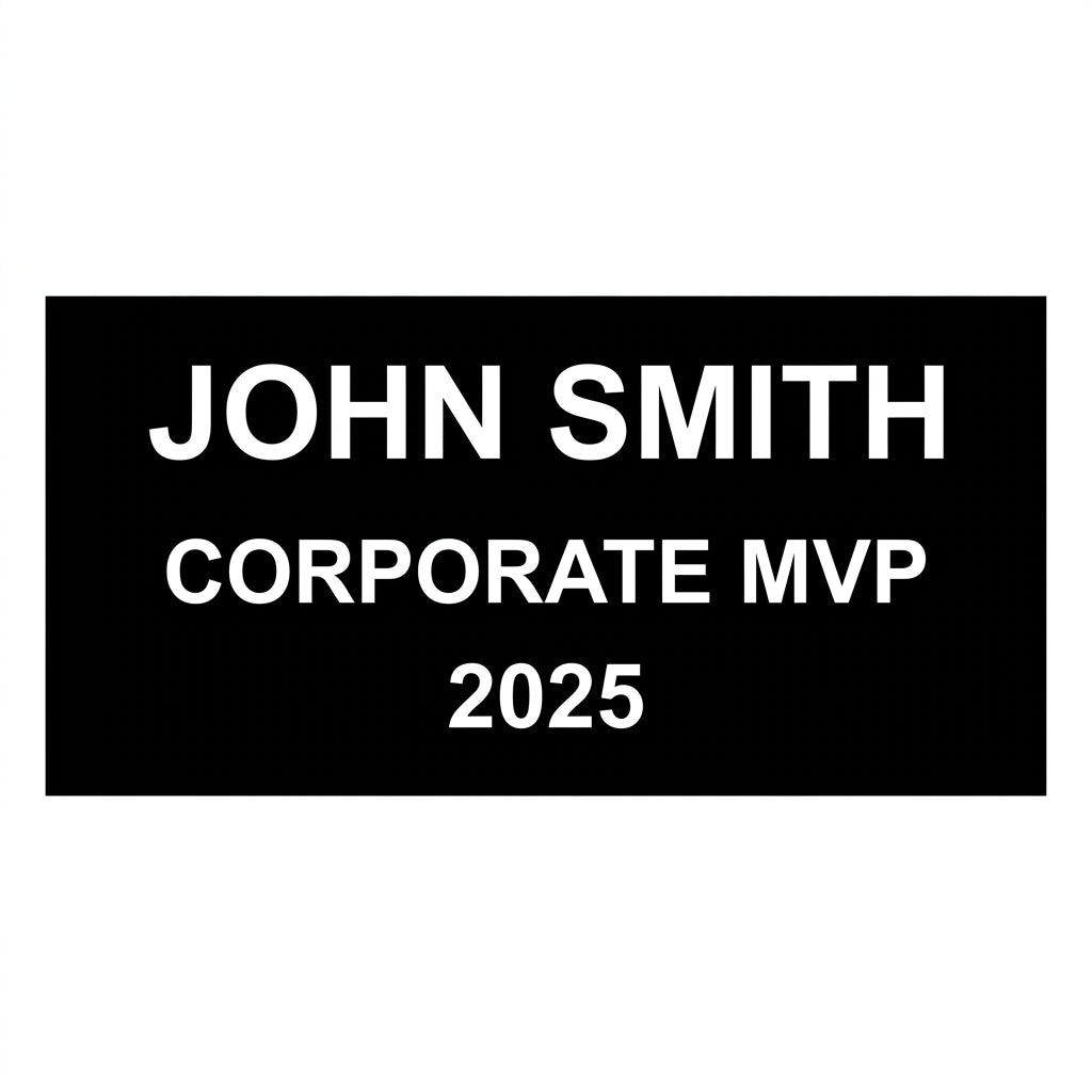 Laser engraving text-placement preview on the resin name plate of a personalized Corporate award — featuring Resin rising star award for employee appreciation, a popular choice for Team managers for Service anniversary celebrations