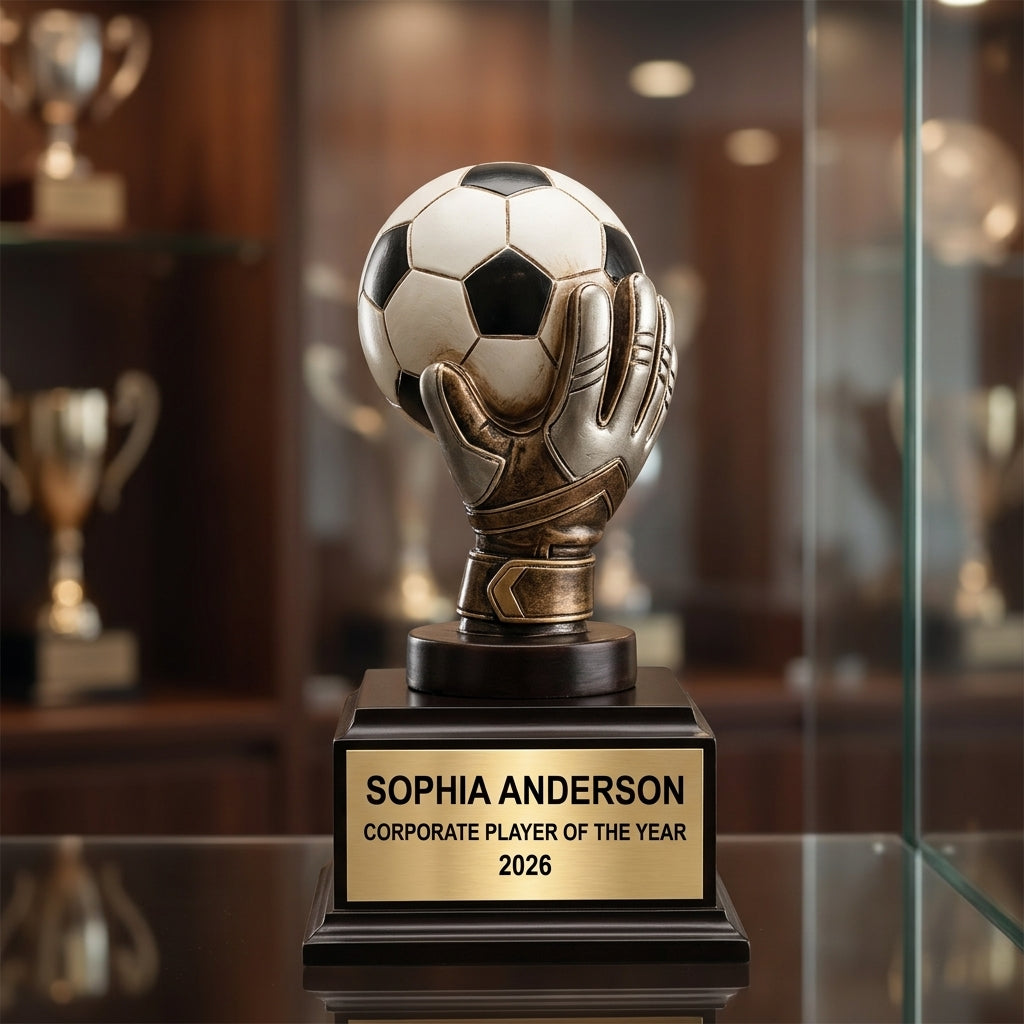 Front view of a personalized Corporate award in resin, custom engraved with the recipient's name and achievement — featuring Custom corporate leadership recognition plaque, a popular choice for Business owners for Corporate award ceremonies