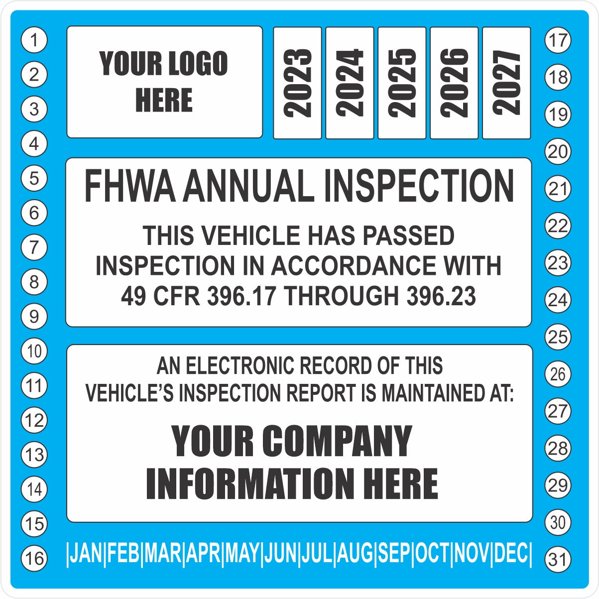 FHWA or FMCSA Inspection Labels for Annual Truck Inspections