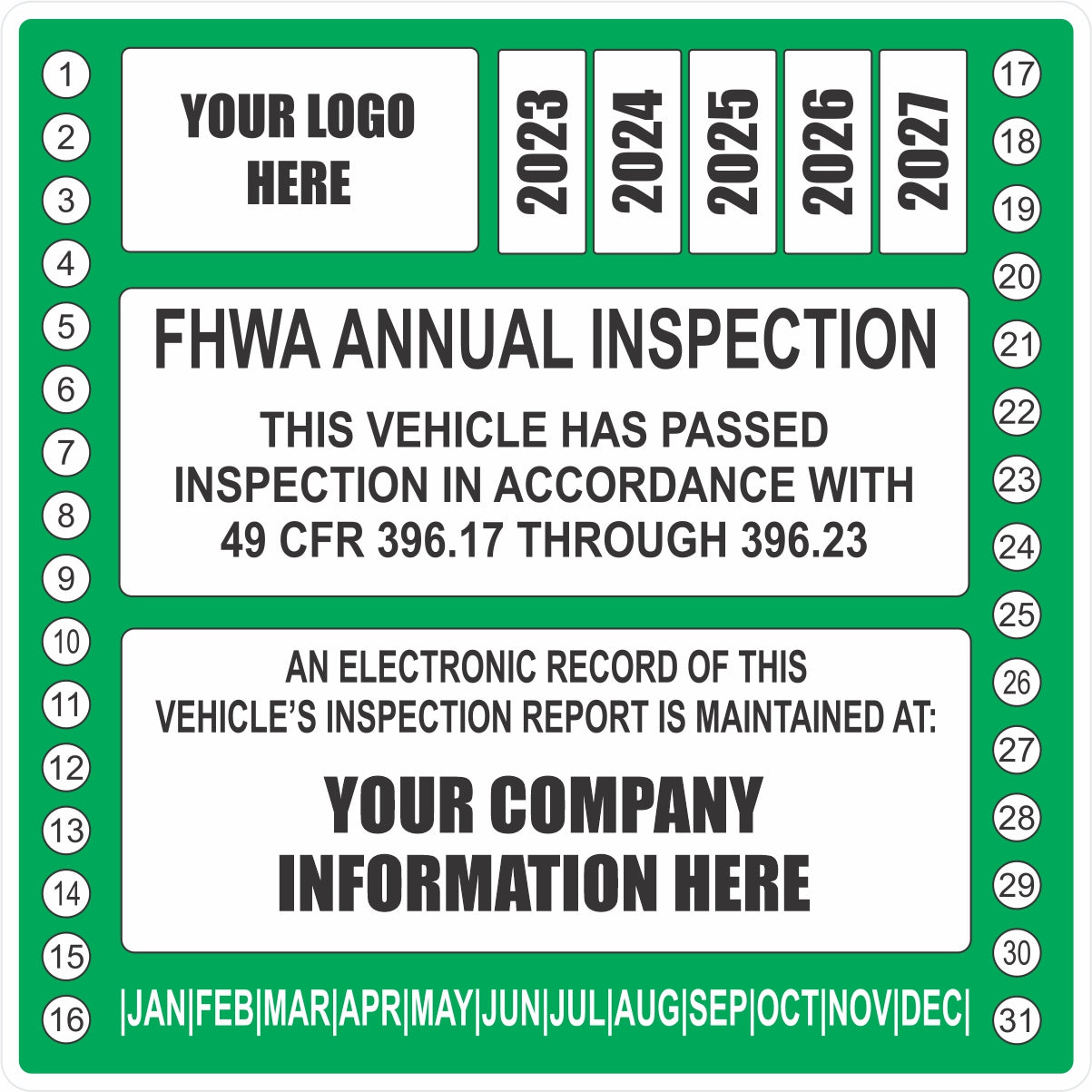 FHWA or FMCSA Inspection Labels for Annual Truck Inspections