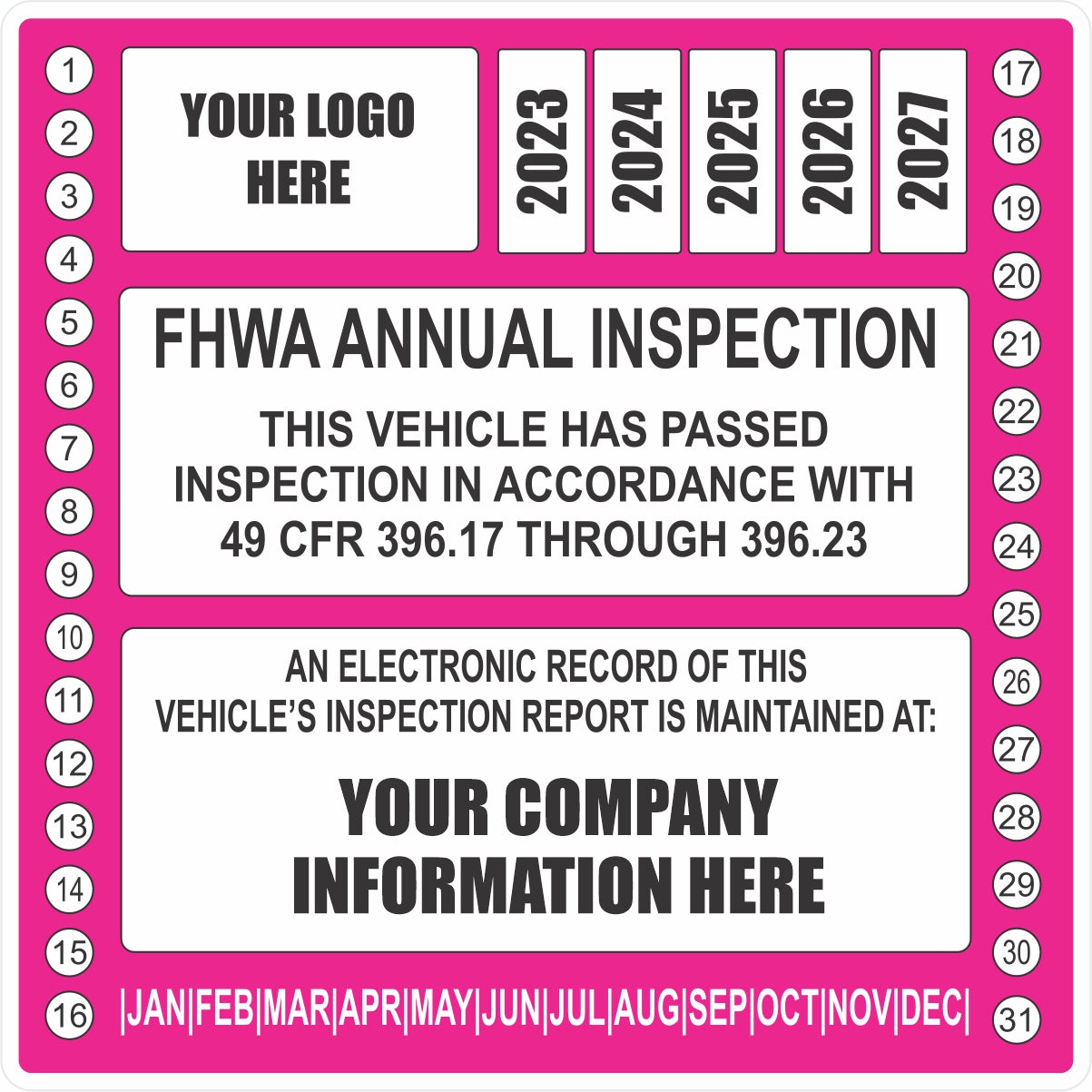 FHWA or FMCSA Inspection Labels for Annual Truck Inspections