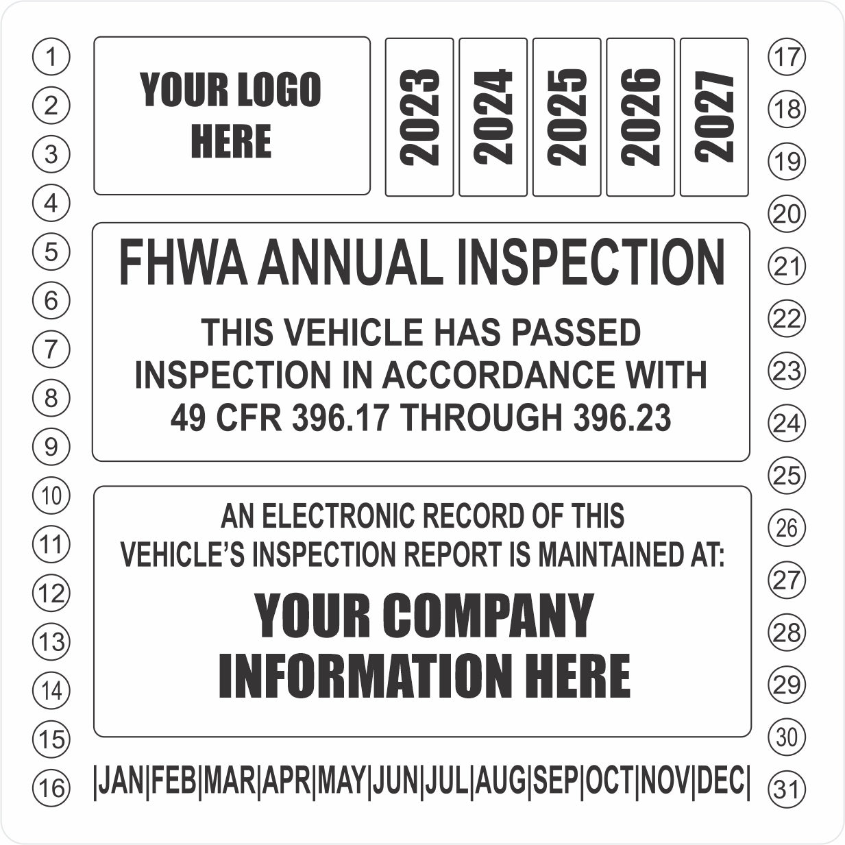 FHWA or FMCSA Inspection Labels for Annual Truck Inspections