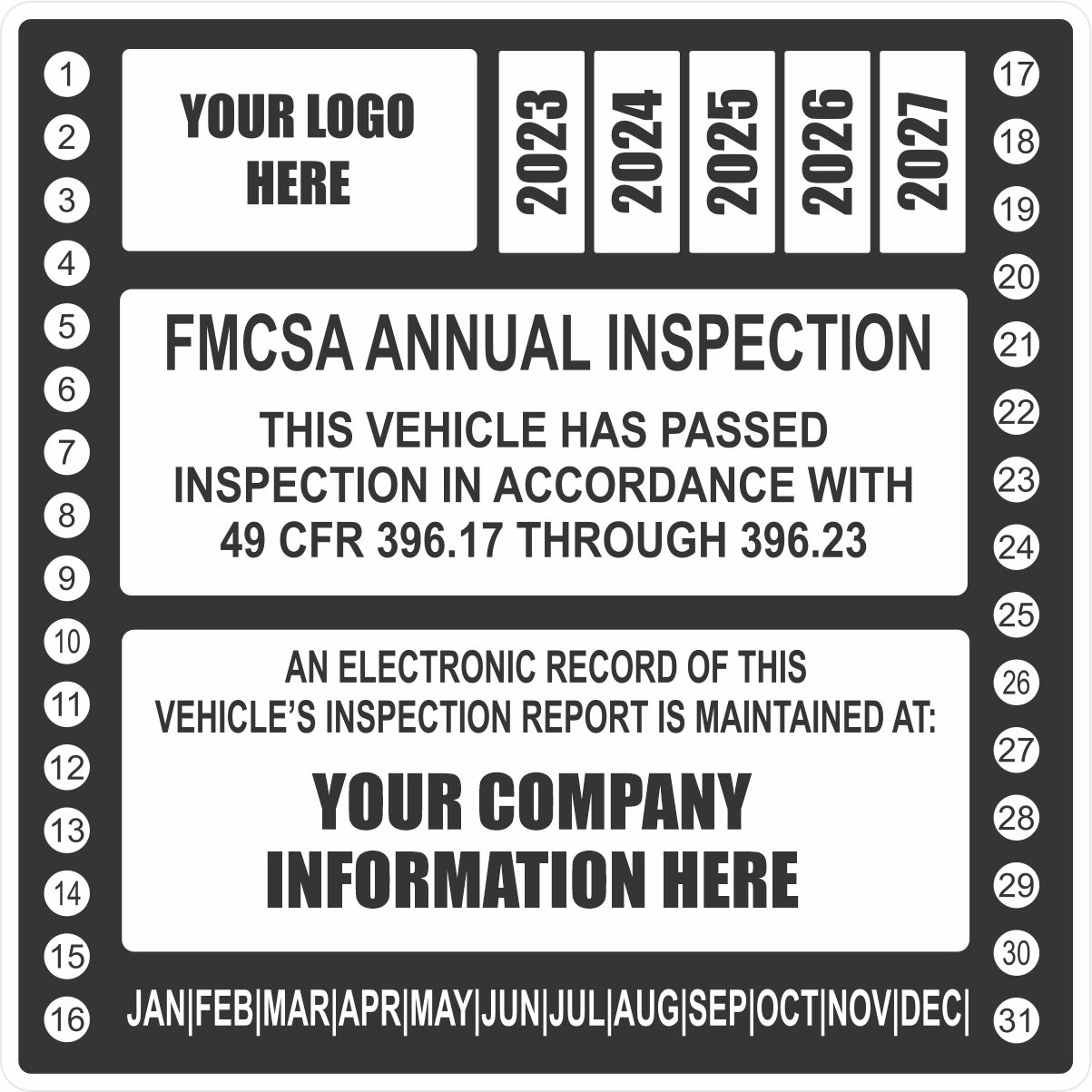 FHWA or FMCSA Inspection Labels for Annual Truck Inspections