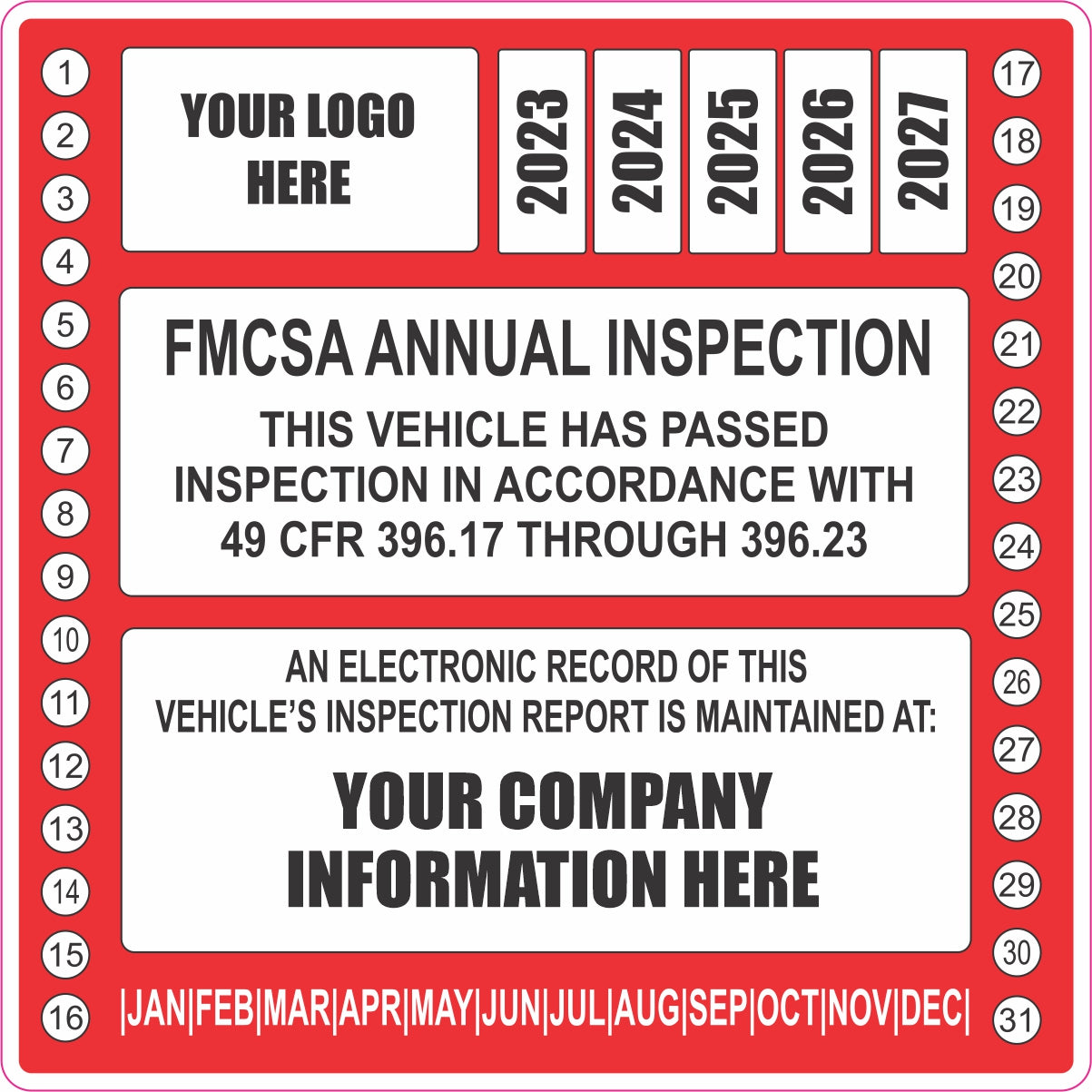 FHWA or FMCSA Inspection Labels for Annual Truck Inspections - Wood ...