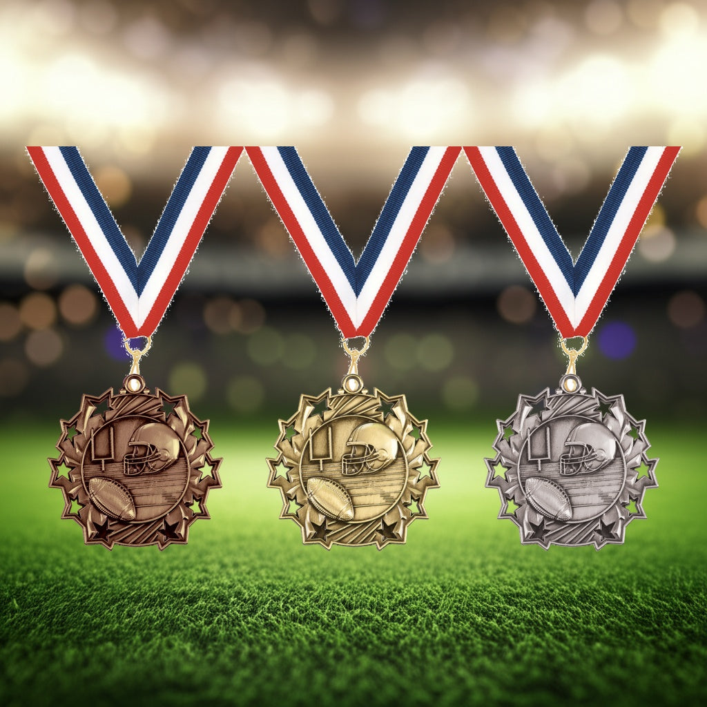 Personalized Football Team Medals, Football Player Medallions with Neck Ribbon, Football Player Awards for Players and Coa...