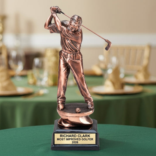 Golf Trophy Award | Personalized | Custom Engraved | Golf MVP | Gold Name Plate | Wood Unlimited - View 2