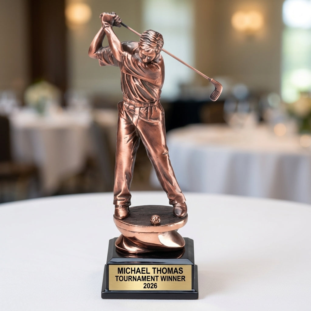 Golf Trophy Award | Personalized | Custom Engraved | Golf MVP | Gold Name Plate | Wood Unlimited - View 5