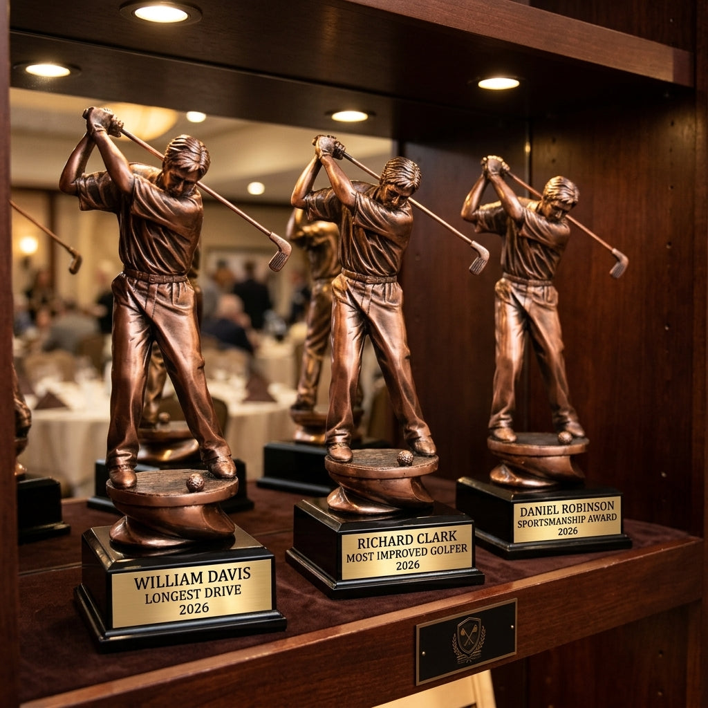 Golf Trophy Award | Personalized | Custom Engraved | Golf MVP | Gold Name Plate | Wood Unlimited - View 6