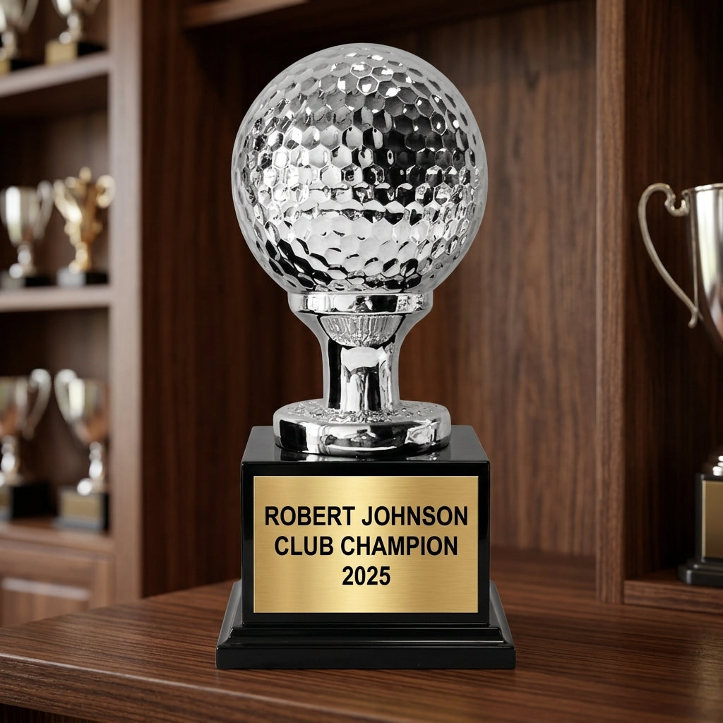 Golf Award Trophy | Personalized | Custom Engraved | Golf Ball & Tee | Champion Trophy | Golf Tournament Gift - View 1