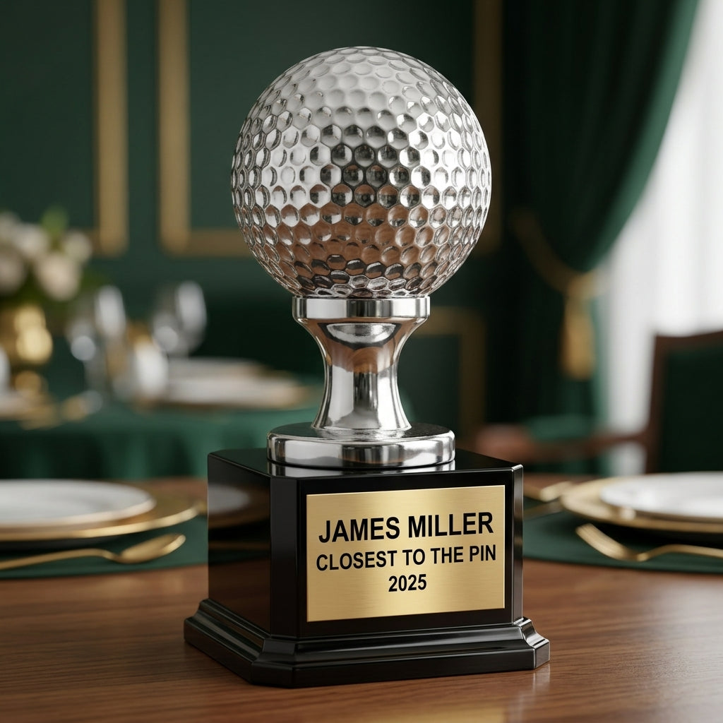 Golf Award Trophy | Personalized | Custom Engraved | Golf Ball & Tee | Champion Trophy | Golf Tournament Gift - View 2