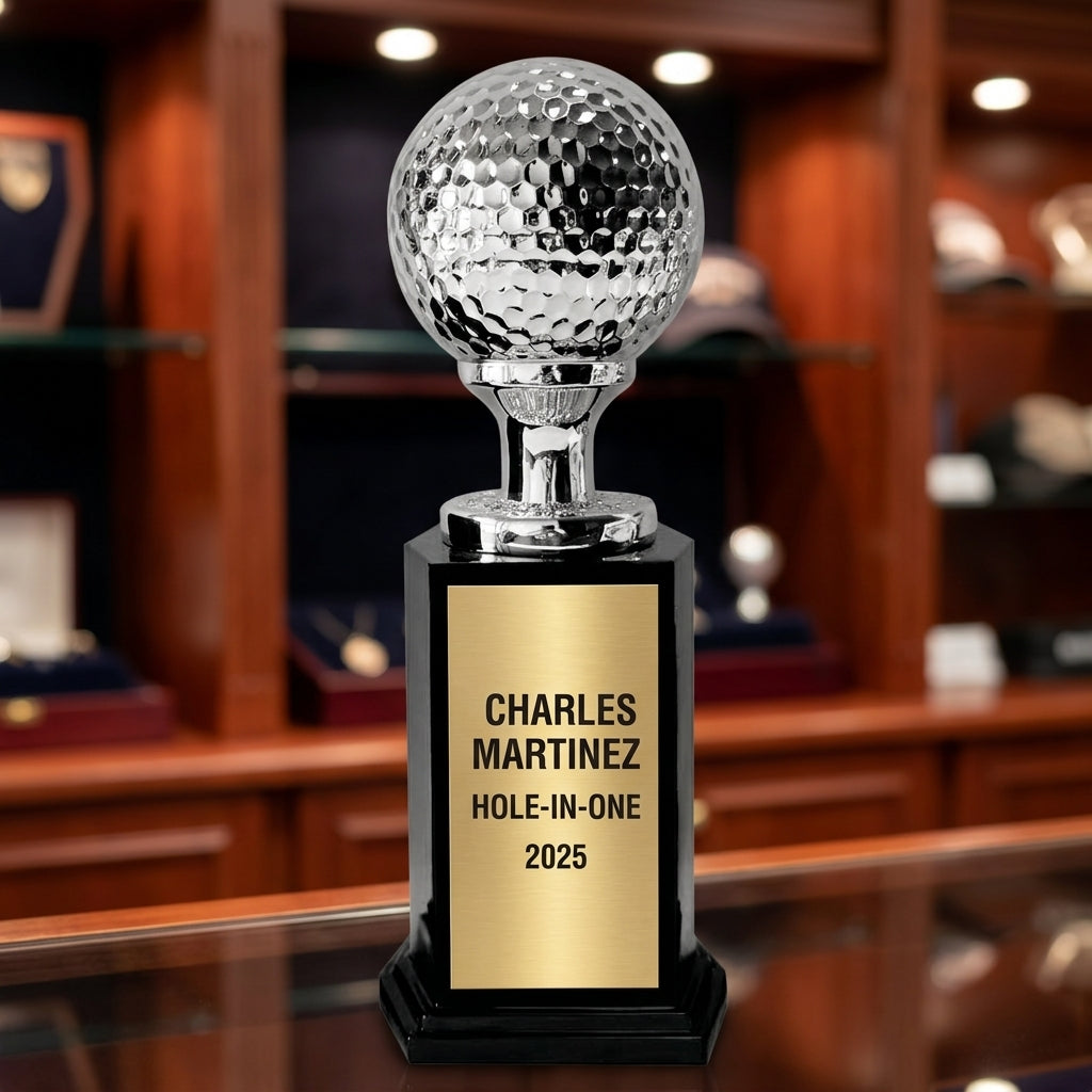 Golf Award Trophy | Personalized | Custom Engraved | Golf Ball & Tee | Champion Trophy | Golf Tournament Gift - View 3