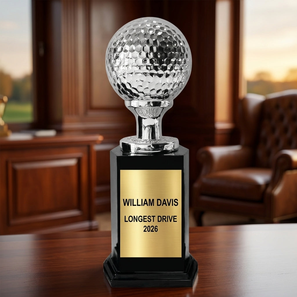 Golf Award Trophy | Personalized | Custom Engraved | Golf Ball & Tee | Champion Trophy | Golf Tournament Gift - View 4
