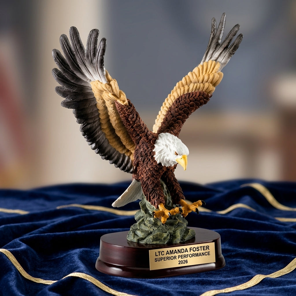 Military Trophy Award | Personalized | Custom Engraved | Retirement Gift | Promotion | Service Award | Veterans Day Gift - View 2