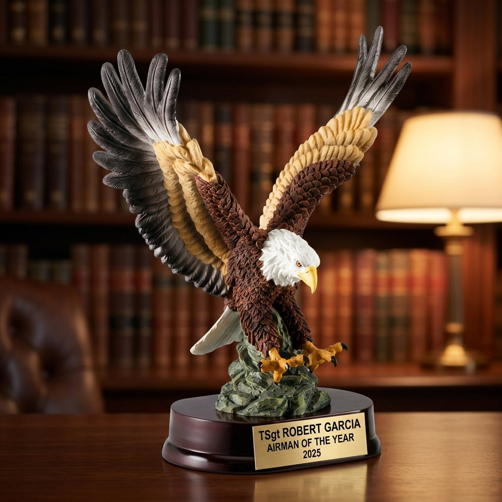 Military Trophy Award | Personalized | Custom Engraved | Retirement Gift | Promotion | Service Award | Veterans Day Gift - View 3