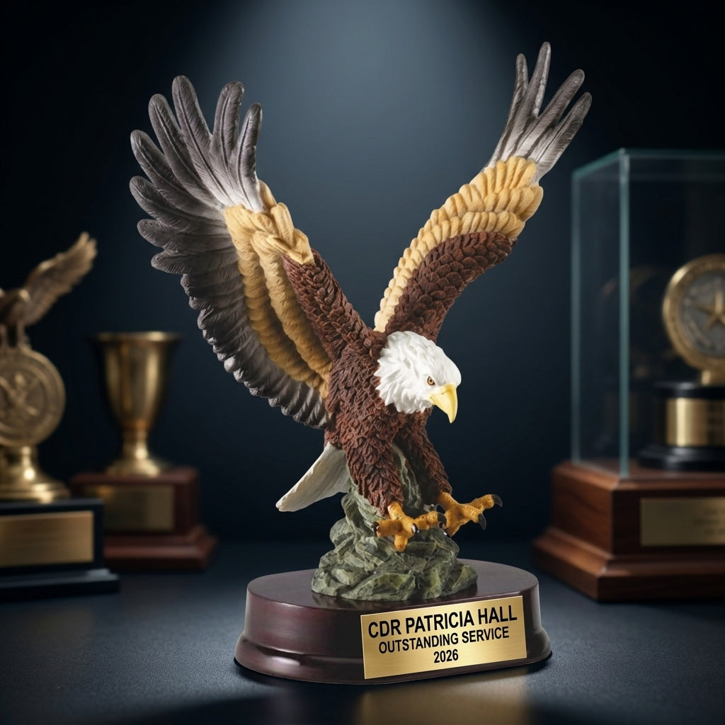 Military Trophy Award | Personalized | Custom Engraved | Retirement Gift | Promotion | Service Award | Veterans Day Gift - View 4