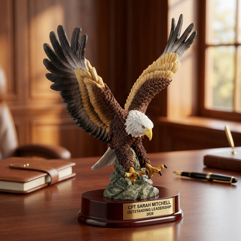 Military Trophy Award | Personalized | Custom Engraved | Retirement Gift | Promotion | Service Award | Veterans Day Gift - View 5