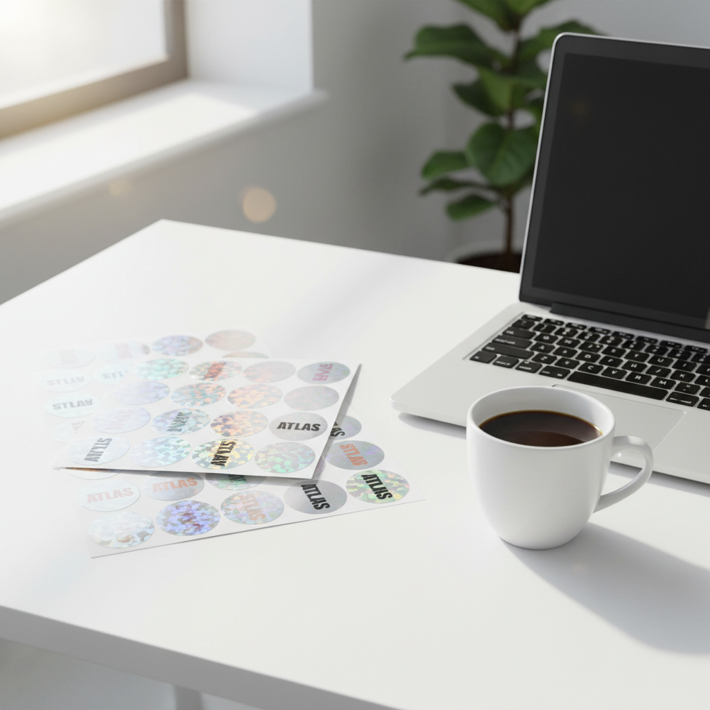 Custom Circular Holographic Name Stickers | Full Color, Waterproof Labels for Daycare, School & More! — lifestyle scene