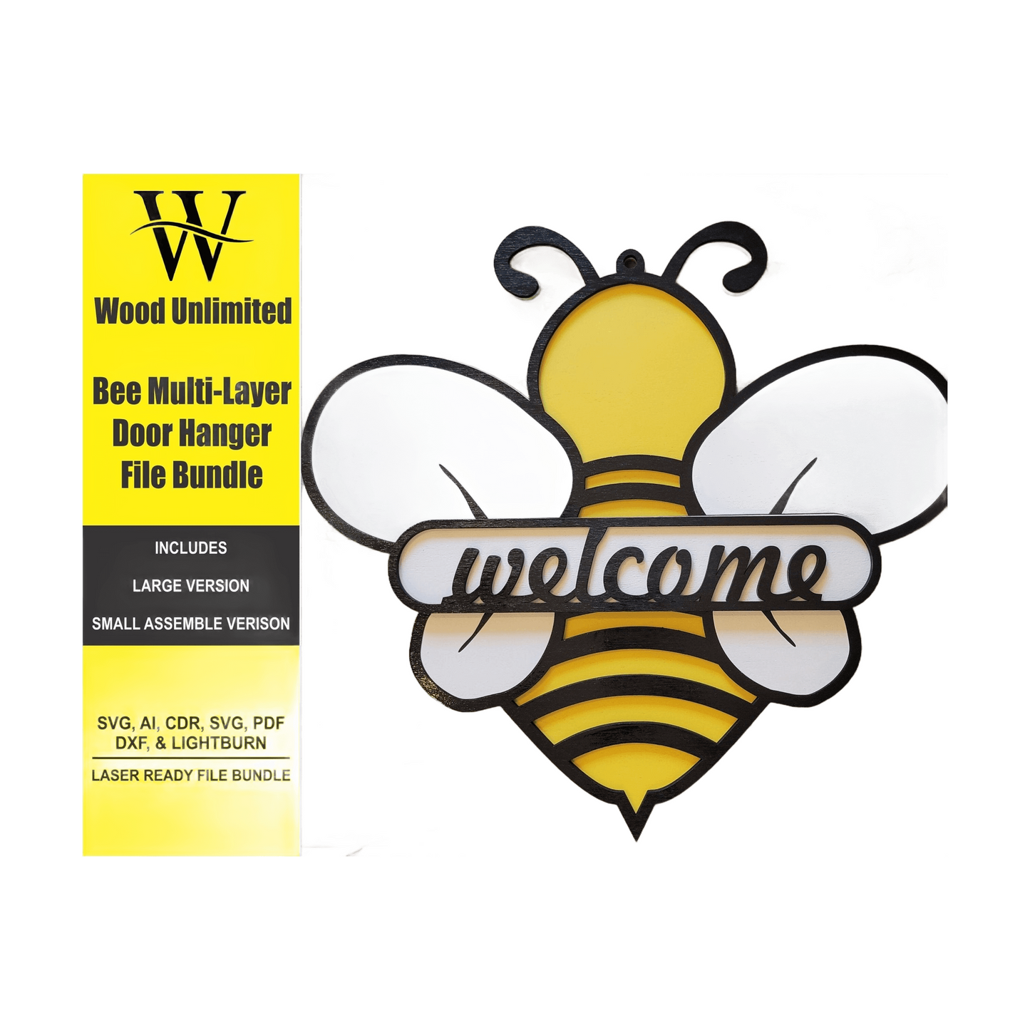 Laser Ready Bee Welcome Sign - CO2 Laser File Bundle - Glowforge Files - Lightburn Files- Omtech, SVG Files, Includes Split Design