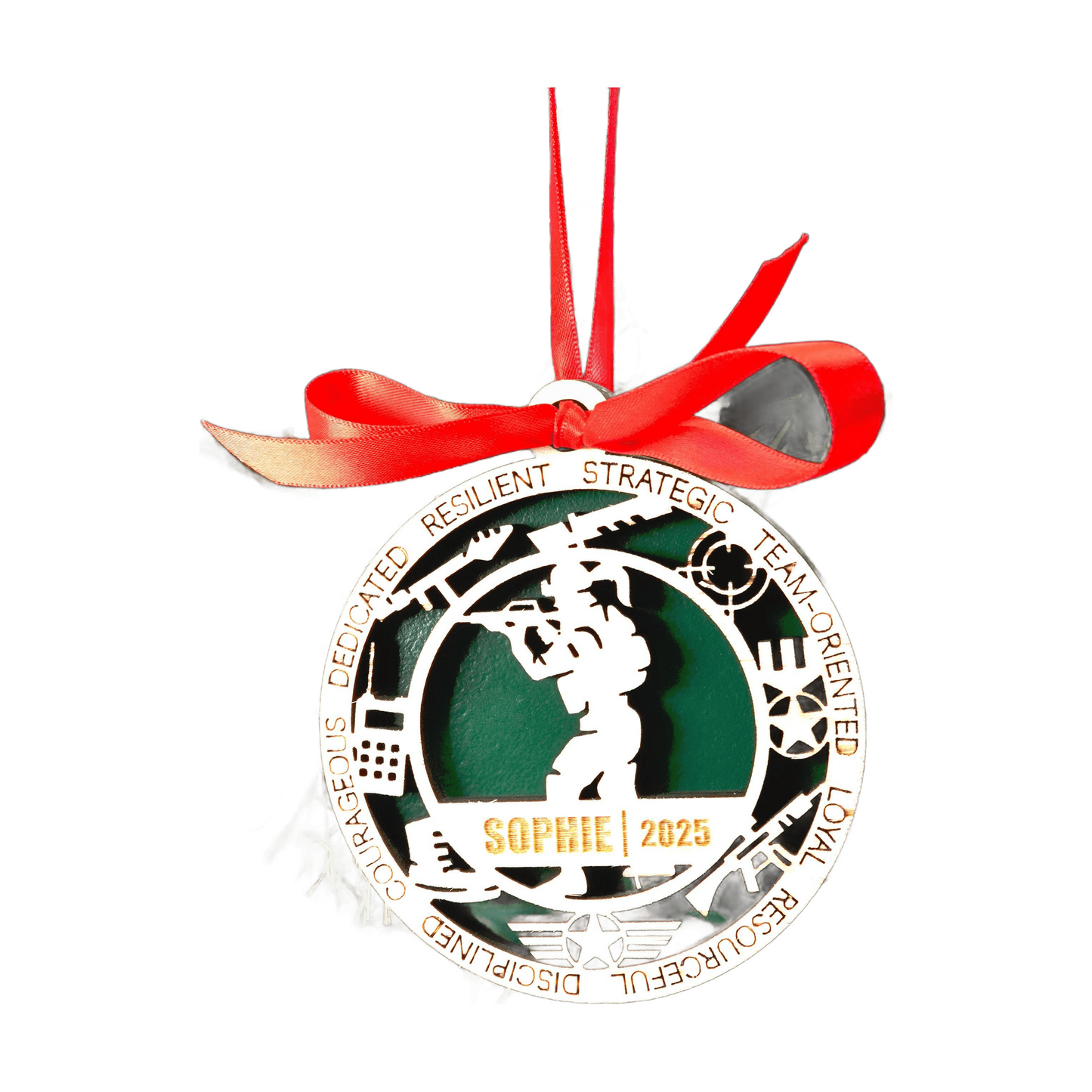 Personalized Military Camo Christmas Ornament – Gift for Female Military Camo or Service Member, Veteran, Army or Marines