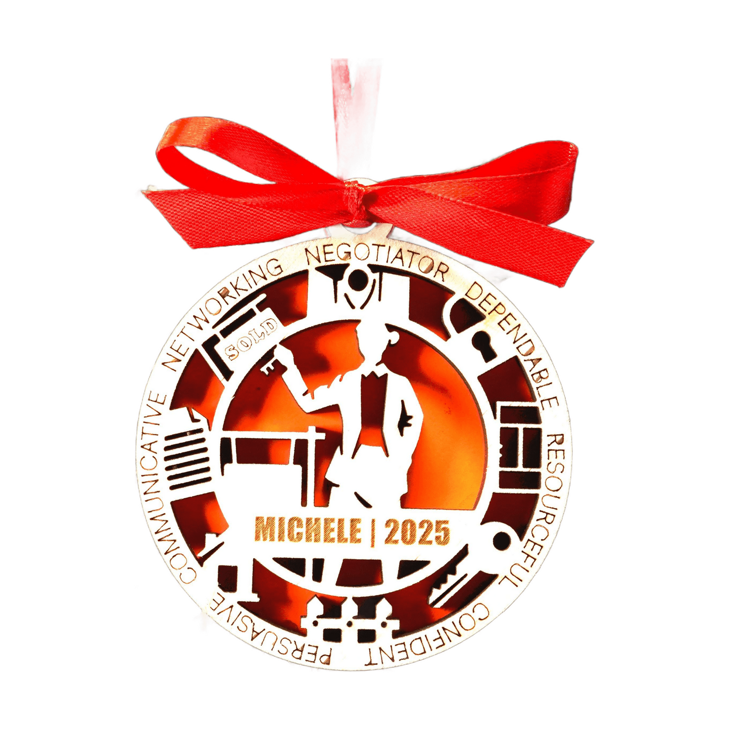 Personalized Real Estate Agent Christmas Ornament – Gift for Female Real Estate Agent or Realtor, Broker, Realtor Christmas Ornament
