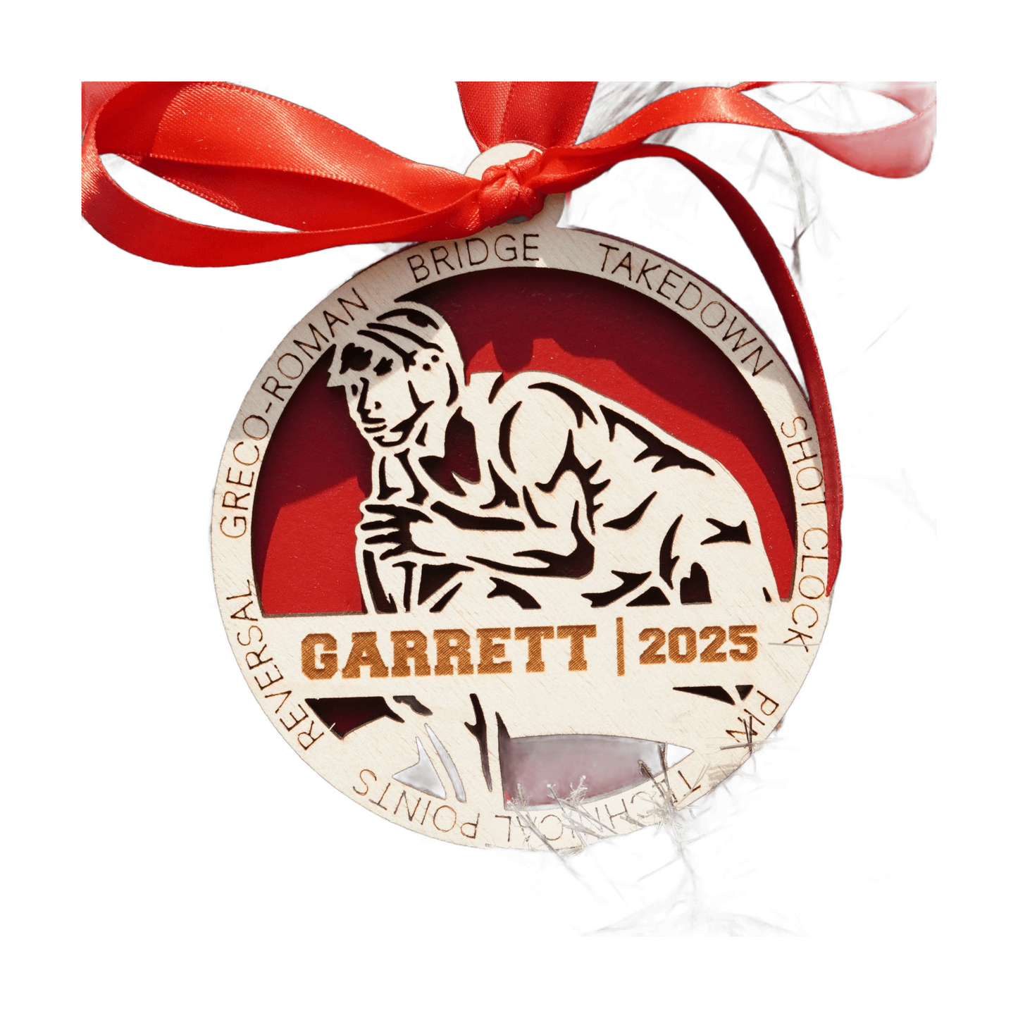 Personalized Wrestling Christmas Ornament – Custom Wrestler Gift, Wooden Wrestling Ornament, Holiday Keepsake for Wrestlers and Coaches