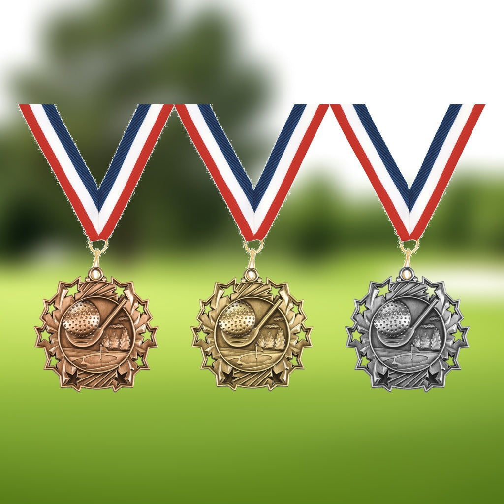 Personalized Golf Team Medals, Golfer Medallions with Neck Ribbon, Golfer Awards for Players and Coaches - Image 8 of 9