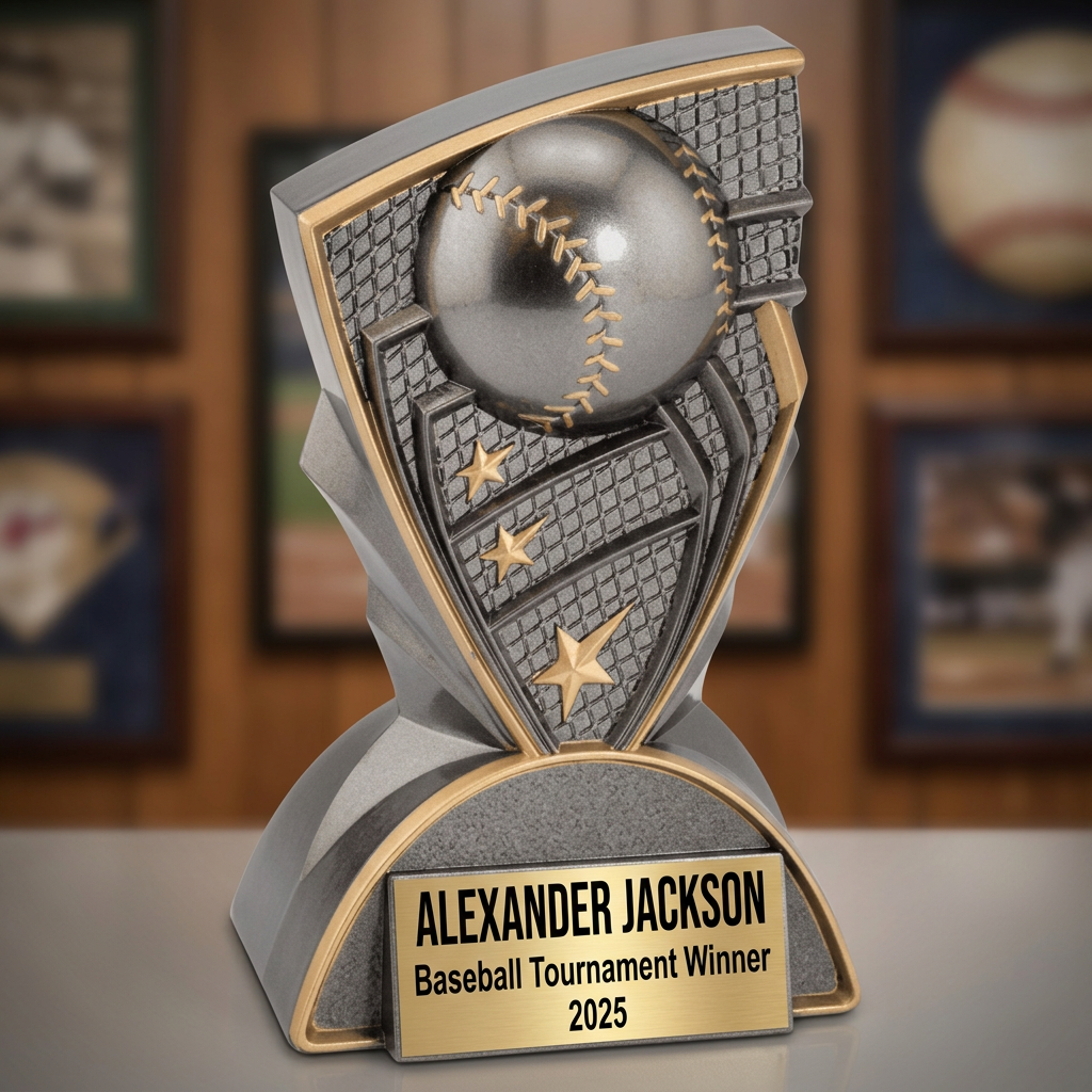 Baseball Trophy Personalized | Custom Award | Laser Engraved Nameplate | Sports Team MVP Gift - View 3