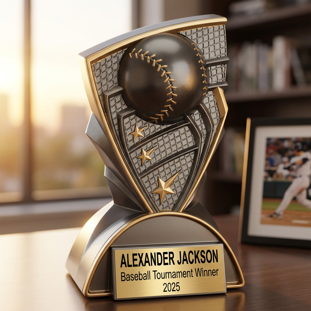 Baseball Trophy Personalized | Custom Award | Laser Engraved Nameplate | Sports Team MVP Gift - View 5