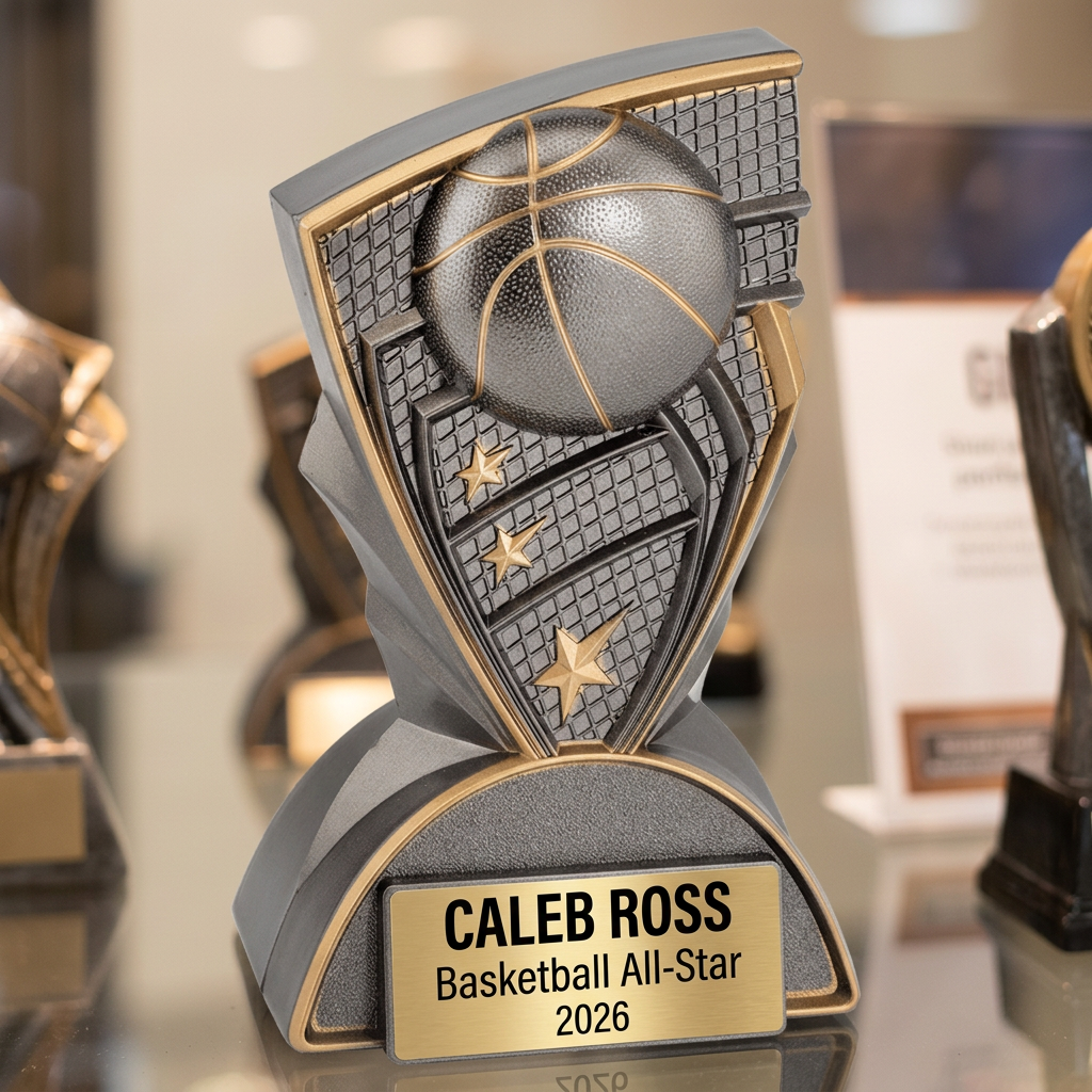 Basketball Trophy | Personalized Award | Custom Engraved Name Plate | Team MVP Gift | Sports Recognition - View 1