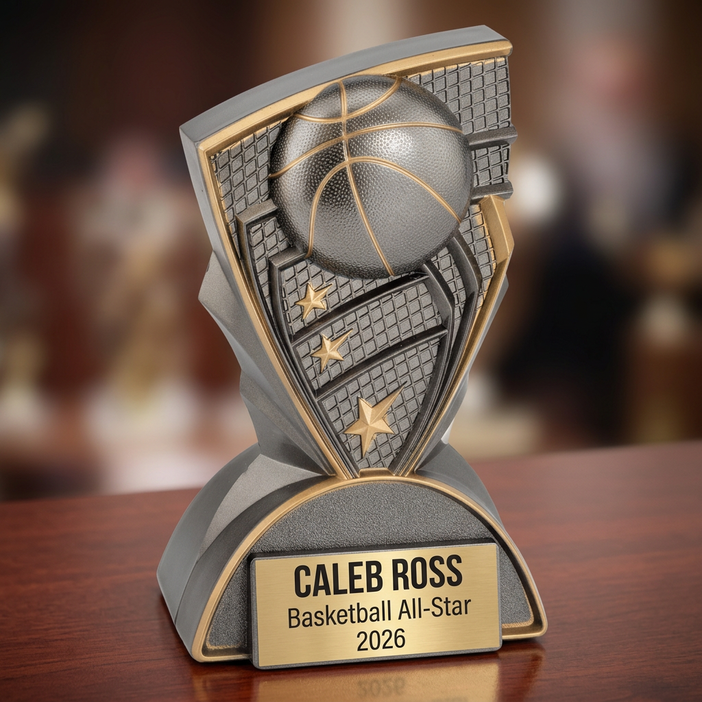 Basketball Trophy | Personalized Award | Custom Engraved Name Plate | Team MVP Gift | Sports Recognition - View 2
