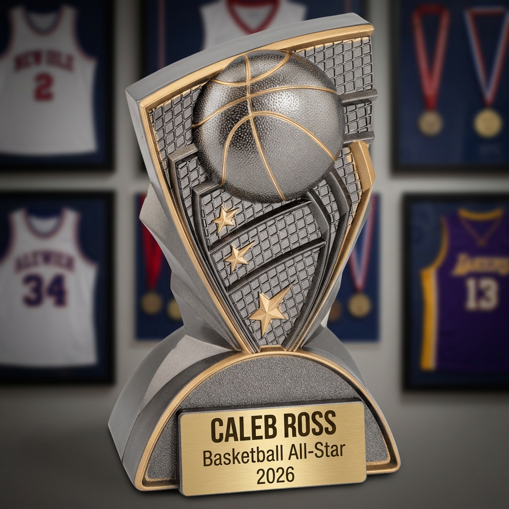Basketball Trophy | Personalized Award | Custom Engraved Name Plate | Team MVP Gift | Sports Recognition - View 3