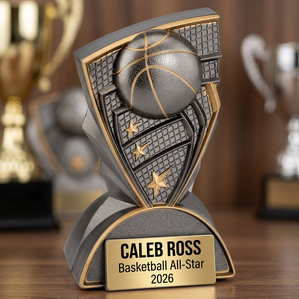 Basketball Trophy | Personalized Award | Custom Engraved Name Plate | Team MVP Gift | Sports Recognition - View 4