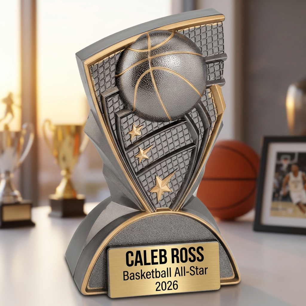 Basketball Trophy | Personalized Award | Custom Engraved Name Plate | Team MVP Gift | Sports Recognition - View 5