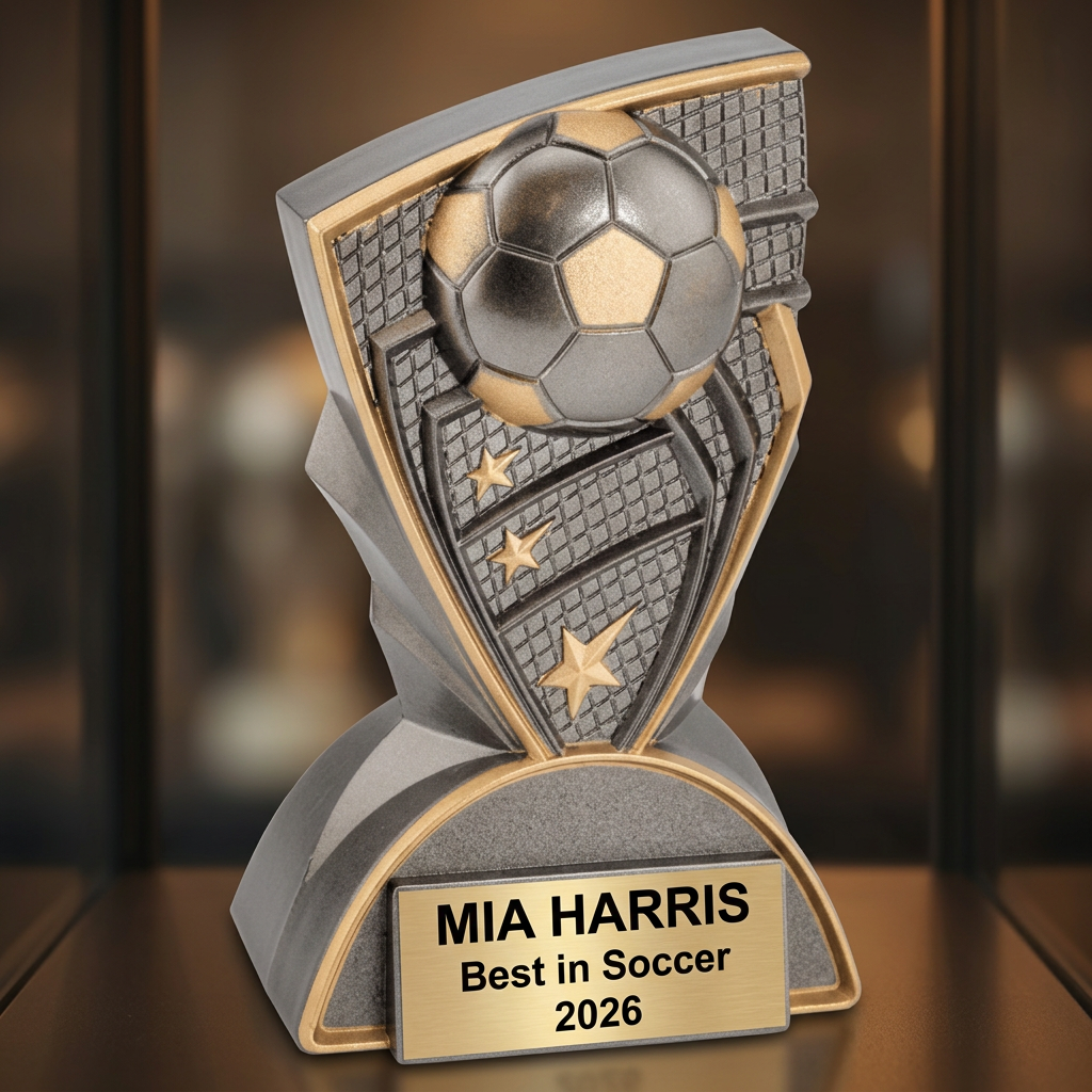 Soccer Trophy | Personalized Award | Custom Engraved Name Plate | Sports Team MVP Recognition | Coach Gift - View 1