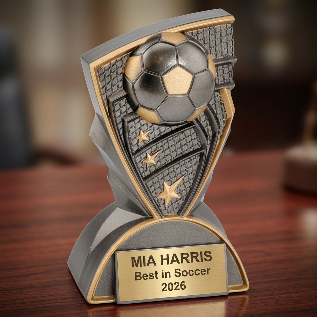 Soccer Trophy | Personalized Award | Custom Engraved Name Plate | Sports Team MVP Recognition | Coach Gift - View 2