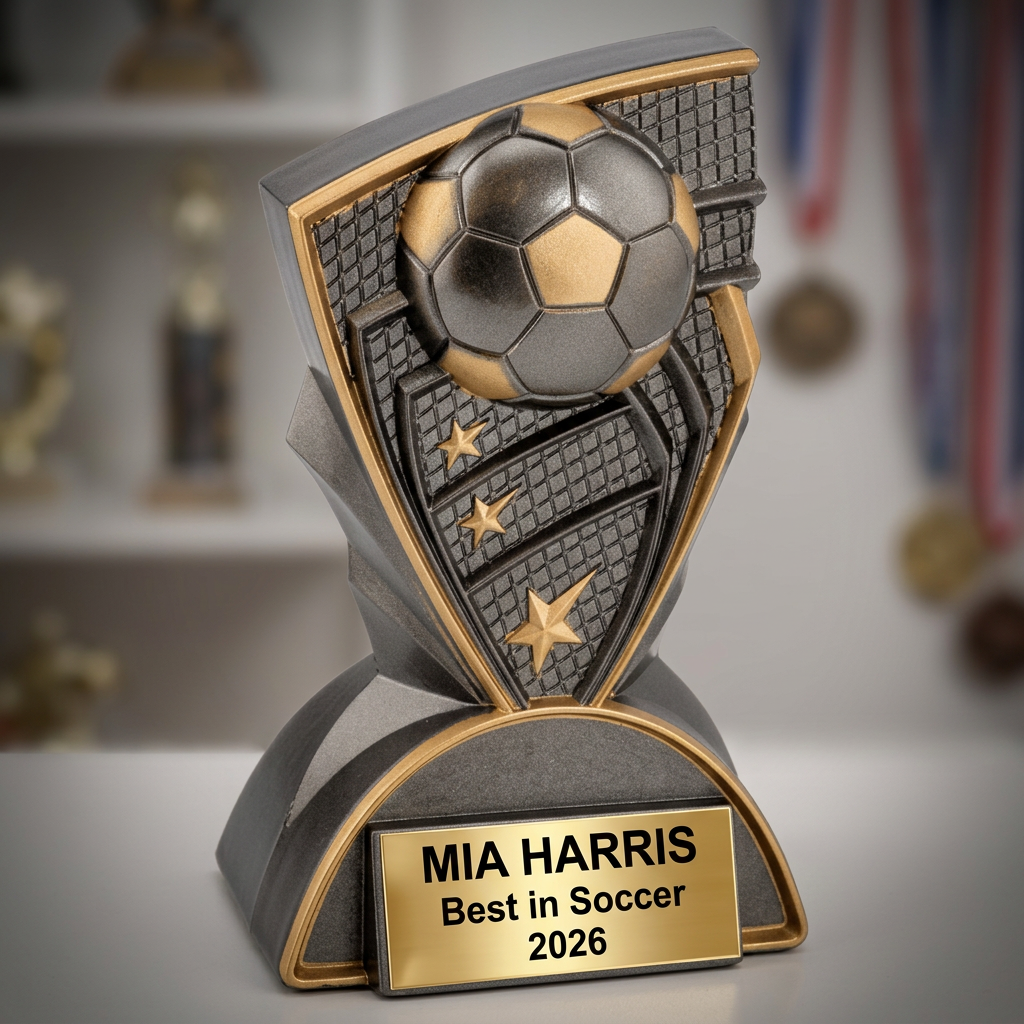 Soccer Trophy | Personalized Award | Custom Engraved Name Plate | Sports Team MVP Recognition | Coach Gift - View 3