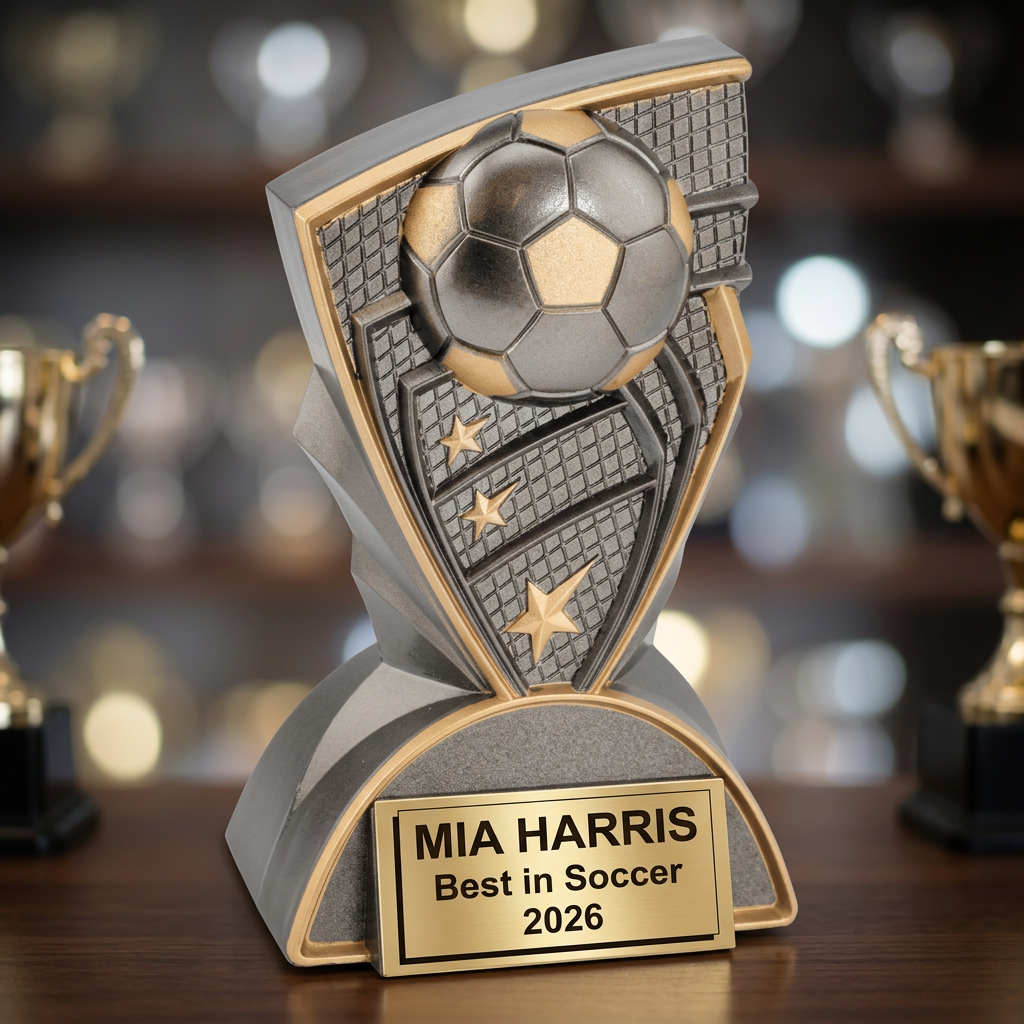 Soccer Trophy | Personalized Award | Custom Engraved Name Plate | Sports Team MVP Recognition | Coach Gift - View 4