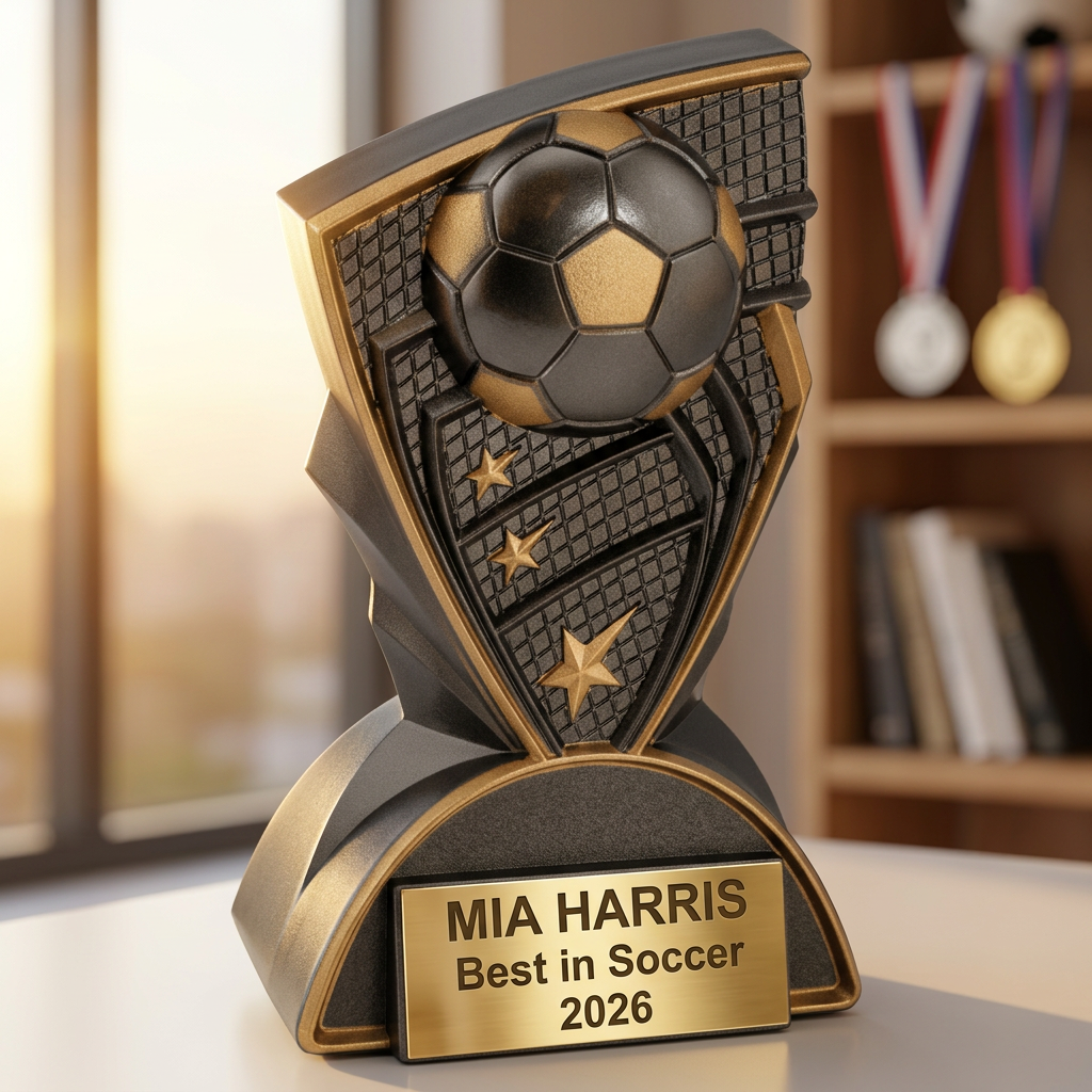 Soccer Trophy | Personalized Award | Custom Engraved Name Plate | Sports Team MVP Recognition | Coach Gift - View 5