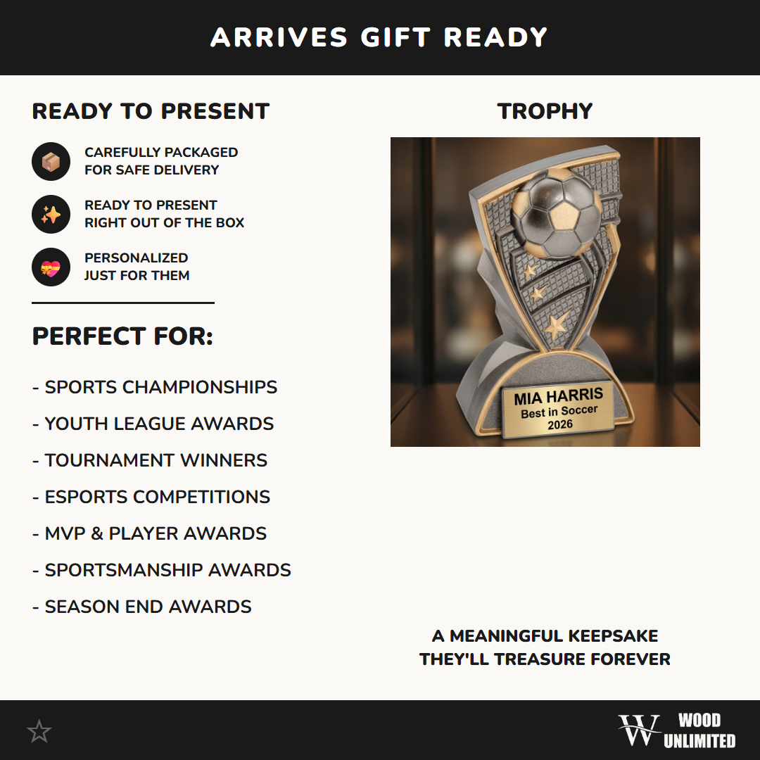 Soccer Trophy | Personalized Award | Custom Engraved Name Plate | Sports Team MVP Recognition | Coach Gift