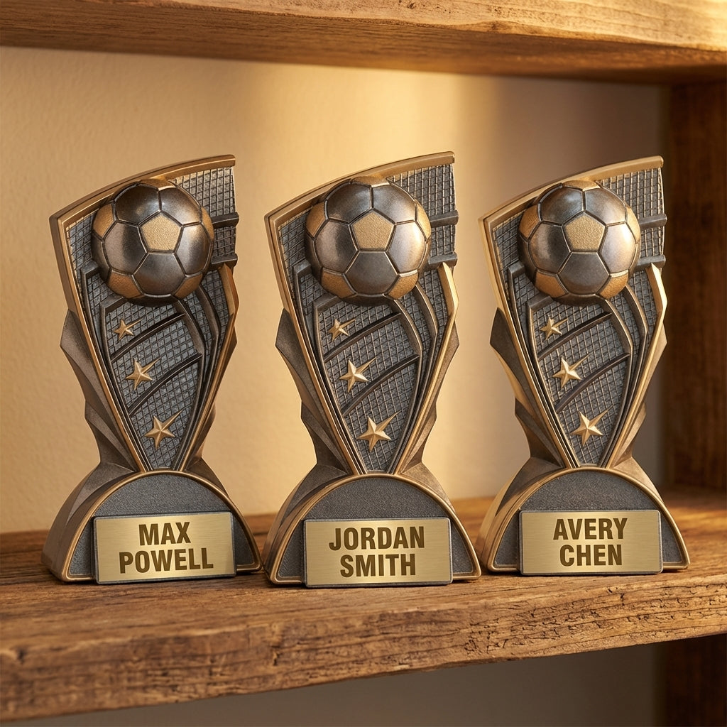 Personalized Soccer Trophy 7.75"/9" - Custom Engraved Youth League MVP Award, Coach Gift for Team Banquet & Tournament — hero v4