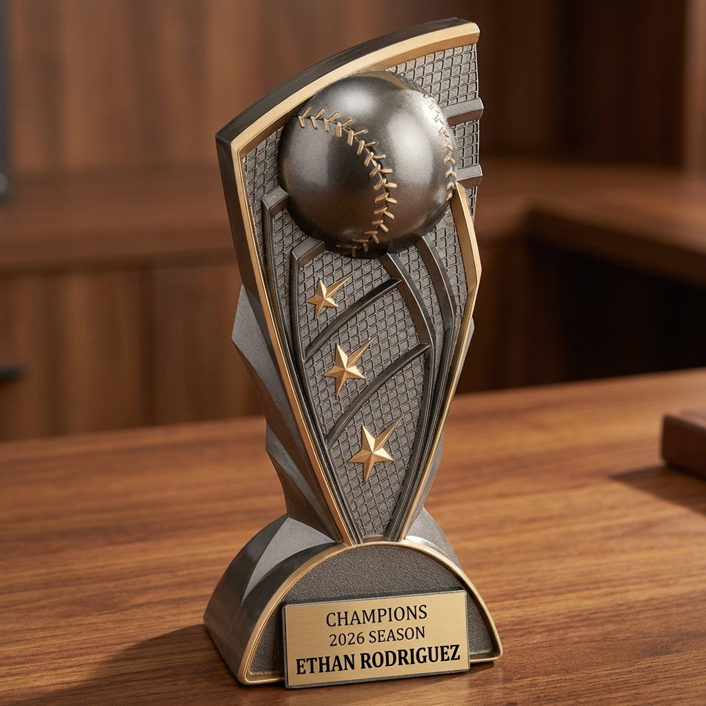Personalized Baseball Trophy 9" - Custom Engraved Youth MVP Award, Team Banquet Coach Gift, Tournament Recognition — hero v2