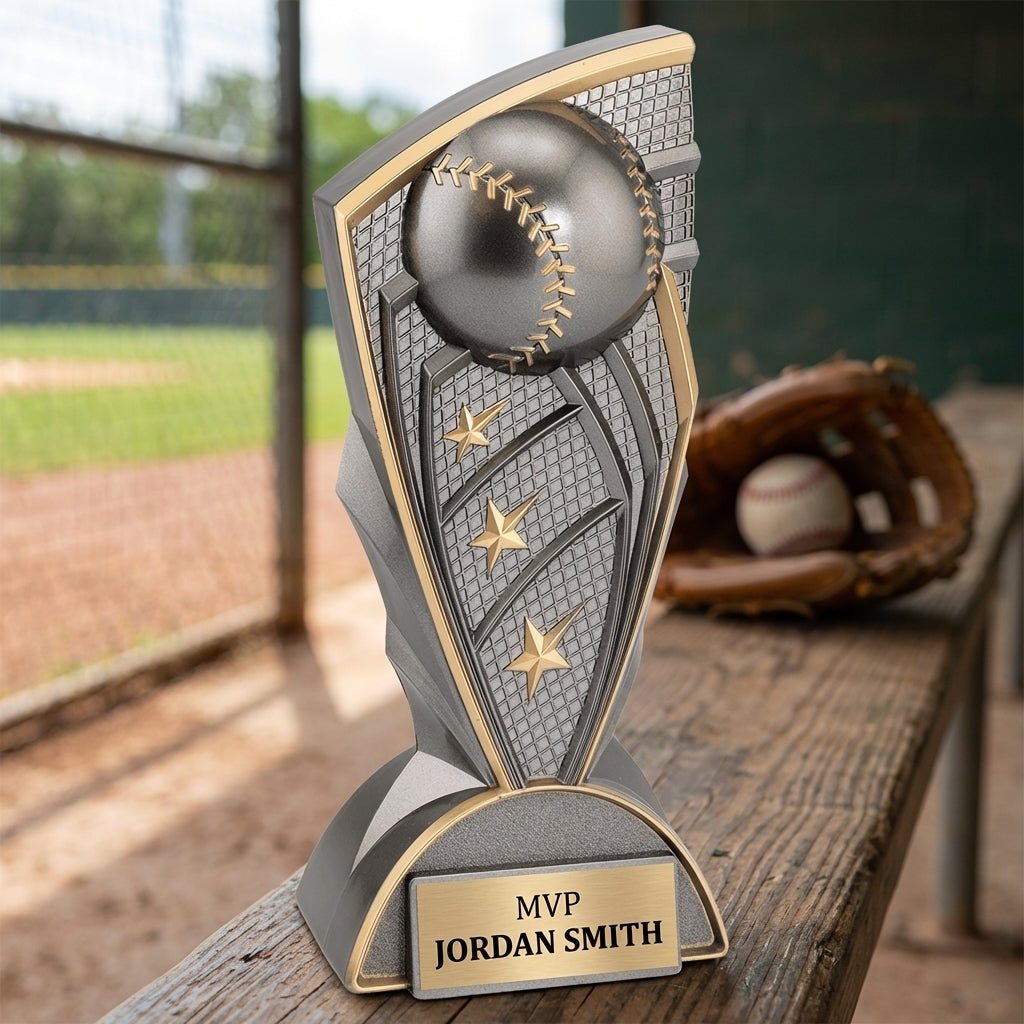 Personalized Baseball Trophy 9" - Custom Engraved Youth MVP Award, Team Banquet Coach Gift, Tournament Recognition — hero v3