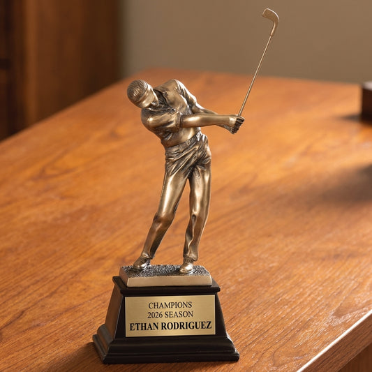 Personalized Golf Trophy 8.75"/9.5"/9.75" - Custom Engraved RSN AWRD for Team, Coach & MVP Awards - View 2