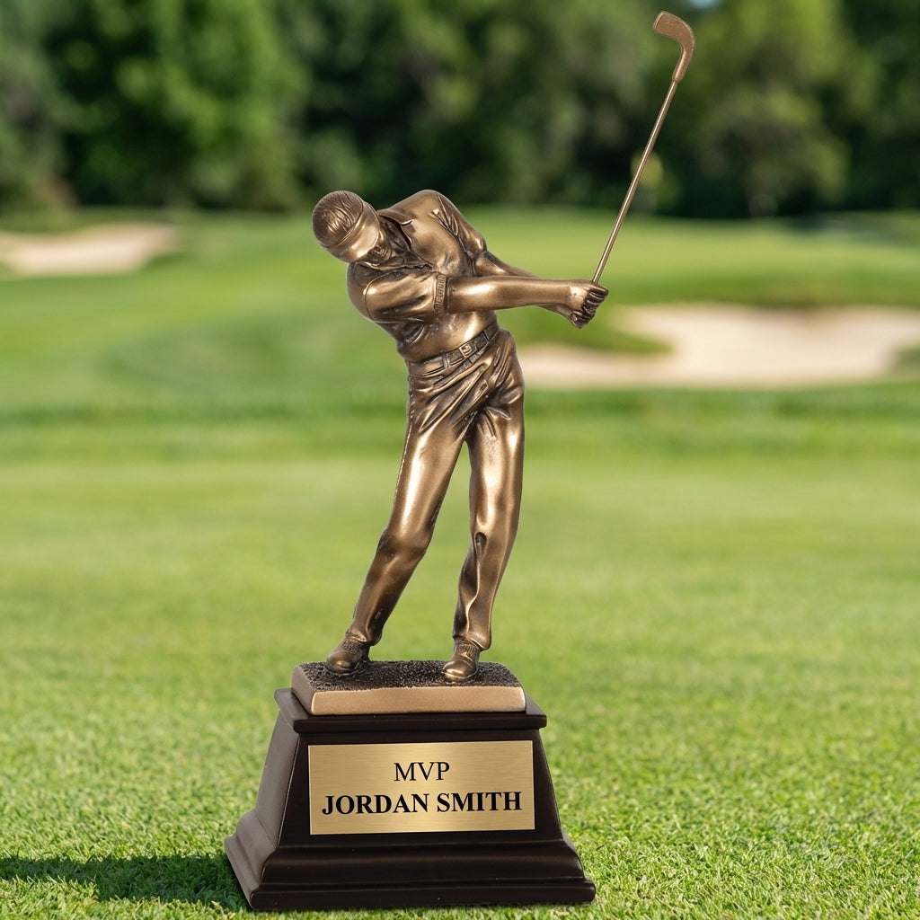 Personalized Golf Trophy 8.75"/9.5"/9.75" - Custom Engraved RSN AWRD for Team, Coach & MVP Awards - View 3